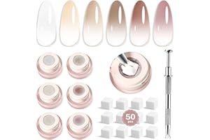 ‎JODSONE JODSONE 6 Farben Pat Painting Gel Nagellack Set für Farbverlauf Nageldesign Malerei mit Maniküre-Stift und 50 Nagelschwämmchen