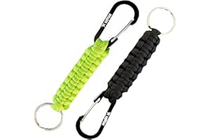 KADACTIVE Paracord Keyrings with Carabiner Keyring Clip - 2 Pack keyrings for Backpack, Survival, Camping - Paracord Key Chain Key Holder - Key Lanyard for Men - car Keyring