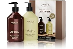 Jean & Len Body Ceremony Bergamot & Cedarwood, Hand & Body Cleanser och Balm, högkvalitativ presentförpackning, citrus-tart d