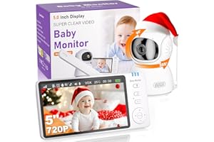 OBVHNUA Baby Monitor Video 5 pollice 720P Monitor Neonato con Videocamera, Babyphone Zoom Modalità VOX Conversazione Bidirezionale 5m Visione Notturna