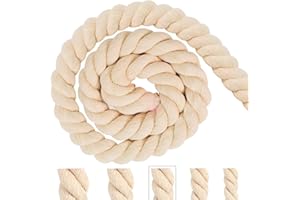 PYROCLASIA Cordón de algodón de 12 mm, 5 m, color beige, cuerda de algodón, cordón de macramé, hilo grueso de algodón para decoración, manualidades, jardinería, embalaje de regalos