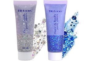 RUIBAVYA Glitter Body Gel Multicolore Corpo Viso Capelli Unghie Paillettes Glitter Holographic Chunky Glitter Festival Decorazione Glitter 50ml