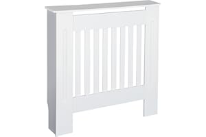 HOMCOM Slatted Radiator Cover Painted Cabinet MDF Lined Grill in White (78L x 19W x 81H cm)