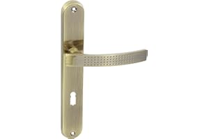 domino Türgriff 72 Drückergarnitur BB-Buntbart Set | Langschildgarnitur | Türklinke für Zimmertür, Bürotür, Kellertür & Innentür | L-Form | Türbeschläge aus Aluminiuml | Bronze | ALMA ECO M3