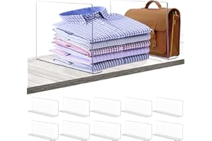 LUMINARYLAIR 10 Piezas Separadores Estanteria Transparente, Separadores de Balda, Separadores Bolsos Armario, Separador Armario de Pvc, Separadores de Plástico Extraíbles, para Dormitorios, Cocinas, Zapatos