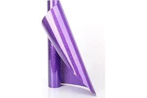 YURROAD 40" X 12" Purple Glitter HTV Vinyl Iron On Fabrics Heat Transfer Glitter Vinyl for Clothes Heat Press Patterns/Letters/Logo - Glitter Purple Vinyl