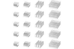 VooGenzek 20 Stücke Aluminium Kühlkörper Bausatz, Kühler Fin Kühlkörper, Kühlkörper Kühler, mit Wärmeleitender Spezialklebefolie, zur Kühlung Elektronischer Komponenten, Silber