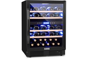 Klarstein Cave a Vin Encastrable, Caves à Vin de Conservation de 129L, Porte en Verre, Cave a Vins à Double Zone, Bar Int/Ext, Frigo Vin Bizone, Cave a Vin de Vieillissement, Cave à Vin 43 Bouteilles