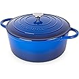 Cast Iron Dutch Oven with Lid – Non-Stick Ovenproof Enamelled Casserole Pot – Sturdy Dutch Oven Cookware – Dark Blue, 7.3-Quart, 30cm – by Nuovva