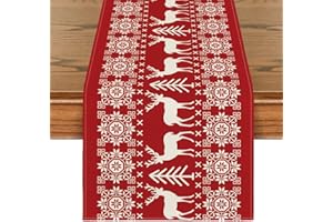 Artoid Mode Runner da tavola natalizio con renne rosse, decorazione per la casa e le feste, 40 x 300 cm