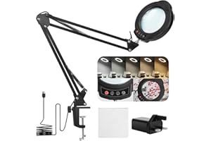 MLIJZARD Magnifying Glass with Light, 10X 5-Modes 10-Dimmable Hands-Free Magnifier Lamp with Light and Stand, 84 LEDs Desk Magnifying Lamp for Reading, Crafts, Diamond Art Accessories, Close Work, Hobbies