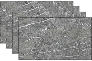 eacommerce - Pannello UV Effetto Marmo | Rivestimento Murale in PVC | Resistente all'Umidità | Facile da Installare | Paraschizzi Ideale per Cucina | 60x120 cm, Set da 4 Pezzi - Colore Grigio