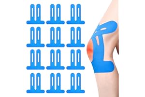 ARTGUTS 12pcs Bandes de Kinésiologie Prédécoupées pour Genoux Imperméables,Tape de Kinesiologie élastiques et Imperméablesélastiques pour douleurs au genou,Pour Le Fitness, Le Cyclisme (Bleu)