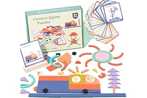 Jastown Tangram Puzzle,100 Piezas Tangram Puzzles Infantil Rompecabezas de Madera,Juegos educativos niños 3 4 5 6 años,Juguetes Montessori 3 años,Creativos Juegos Interactivos Regalo para Niñas