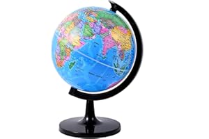 Fun Lites 20CM World Globe for Kids Learning, DIY Assemble Educational Rotating World Map Globes Large Size Decorative Earth Children Globe for Classroom Geography Teaching, Desk and Office Decoration