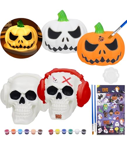 Kit De Figuras De Yeso Para Pintar Halloween – Manualidad Infantil Con Pinturas Y Pincel, Ideal Para Fiestas Y Decoración