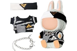 Chritice 3-Piece Doll Clothing Set for Doll, Compatible with Labubu, Headband, Top & Necklace, Doll Accessories, Vinyl Plush Toy, Cute Outfit Accessories for Dolls