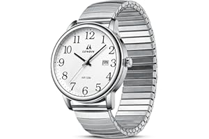 LN LENQIN Mens Watches Analog Quartz Watches for Men Stainless Steel Waterproof Men's Wrist Watch Easy Reader 38 mm Expansion Band