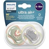 Paquete de 2 chupetes ultra air Philips Avent, de 6 a 18 meses, ortod&oacute;nticos y sin BPA (modelo SCF085/17)