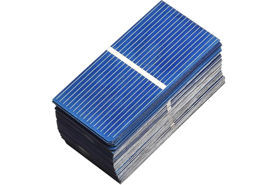 Mini Solar Cell for DIY Projects 0.5V 400Ma Polycrystalline Silicon 52X26mm High Efficiency 21.5-23.5% Conversion for Solar Panels and Outdoor Use
