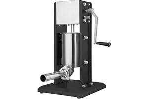 Zelsius Remplisseur professionnel de saucisses en acier inoxydable + quatre tubes de remplissage différents | Presse à saucisses, machine à saucisses avec boîte de vitesses (3 litres, Noir)