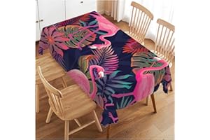 Walmsco Tablecloth Pink Flamingo Palm Decor For Dining Room Kitchen Rectangular Table Cover 132 * 178cm