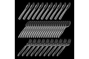 LAWALEISHE Premium Clear Hard Plastic Cutlery Set,Reusable Cutlery Set of 40 Pack: Forks & Spoons & Knives,for Birthday Parties Picnics Buffets BBQ's Weddings Camping