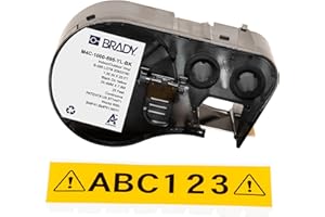 ‎BRADY Brady Vinyl-Etikettenband für Etikettendrucker BMP41/BMP51/BMP53/M511 - Klebeetiketten - Schwarz auf Gelb (25,40 mm (B) x 7,62 m (L)) - M4C-1000-595-YL-BK