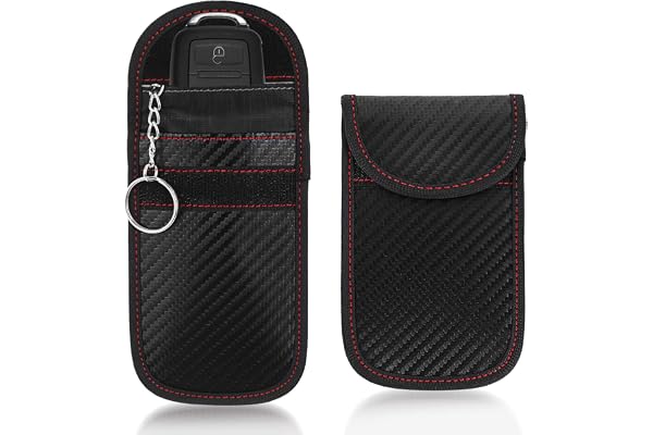 cobee Lot De 2 Pochettes Faraday Bloquant Le Signal De Voiture, Cage De Faraday Etui Anti Rfid Antivol Voiture Badge Rfid Pochettes Blocage Signal Pour Clé Voiture En Fibre De Carbone