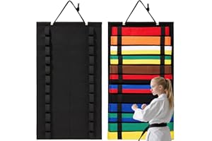KSVFTB Martial Arts Belt Display Rack, 12 Belts Karate Belt Display Holder with 2 Sticky Hooks, Martial Arts Equipment For Martial Arts Karate Taekwondo Learners (No Belts)