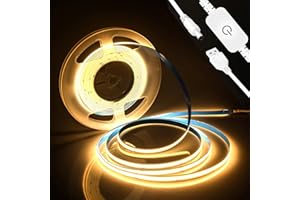 SUBOSI Taśma LED 5 V USB COB, ciepła biel, 3000 K, 2 m, 640 diod LED, możliwość ściemniania, ze ściemniaczem, CRI90+, elastyczne paski świetlne do podświetlenia telewizora, lustra, szafy