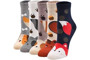 PUTUO Chaussettes Fantaisie Femme Chaussettes Animaux, Femme Chaussettes en Coton Fille Chaussettes Mignonnes Socquettes Doux, EU 37-43