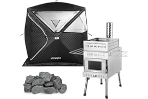 WILLOWYBE Set de Sauna Exterior Portátil Tienda de Sauna, Estufa de Leña para Sauna, Piedras de Sauna para Sauna Seca, Ideal para Cocinar con Familia y Amigos.