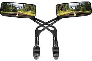 LUXU New Handlebar Bike Mirror,HD Blast-Resistant Bicycle Mirrors,Safe Crystal Clear Glass Bike Mirror-360°Rotatable Design,Adjuatable Wide Angle Rearview Mirror,Scratch Resistant Mirrors-Left+Right