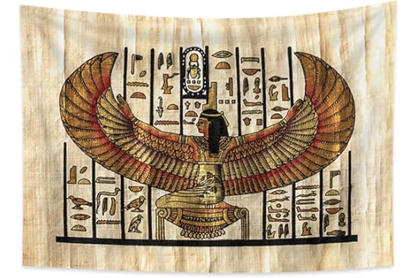 YONGFOTO 100x70cm Égypte ancienne Tapisserie Pharaon Reine avec des ailes Hiéroglyphes Papyrus Symbole Civilisation ancienne Tenture Tapisseries Pour la maison Decor de mur Table Cloth Couverture