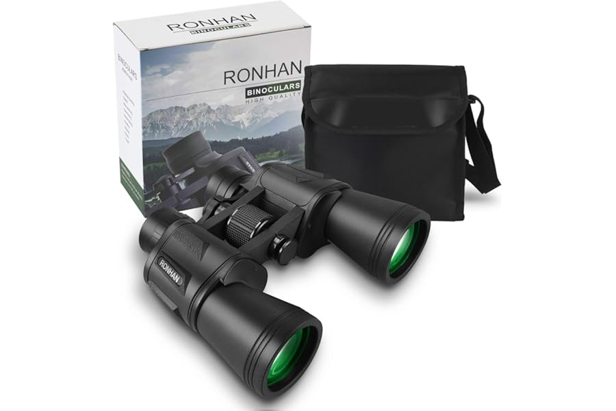 20x50 Binoculars for Adults High Powered, Military Compact HD Professional/Daily Waterproof Binoculars Telescope for Bird Watching Travel Hunting Football Games Stargazing with Carrying Case and Strap
