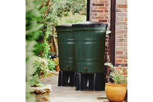 Double 200L Water Butt Kit – Complete Rainwater Set with Stands, Diverter, Windproof Lids, Hose-Connector Taps and Linking Kit + FREE 500ml Water Butts Direct Water Butt Treatment UK MANUFACTURED