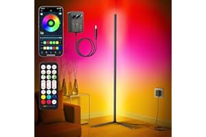 RIYO LED Floor Lamp, Living Room, RGB Floor Lamp, Dimmable with Remote Control and App Control, LED Floor Lamp Corner Lamp with Living Room, 16 Million Colours, 68+ Scene Modes, Music Modes for Bedroom