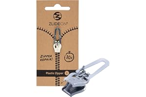 ZlideOn Reißverschluss Ersatz - Silber, Normal (L) - Instant Zipper Reißverschluss Schieber für Kunststoff-Reißverschlüsse (mehrere Größen erhältlich)