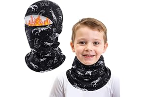 AYPOW Pasamontañas Térmico de Invierno Niños, Multifunción Prueba de Viento Forro Polar Cálido Máscara de Esquí Ciclismo Sombreros Gorro con Calentador de Cuello, Mascarilla para 4-10 Años Niños Niñas