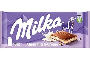 ‎MILKA Milka Alpenmilchcrème – Alpenmilch-Schokolade gefüllt mit zarter Alpenmilch-Crème – 100g