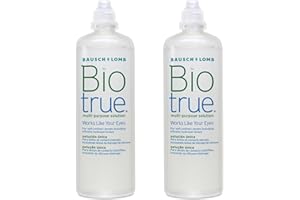 Biotrue Multi-Purpose Contact Lens Solution, 2x 300ml - Cushions and Rehydrates Soft Contact Lenses for Comfortable Wear - Condition, Clean, Remove Protein, Disinfect and Rinse - Includes Lens Case
