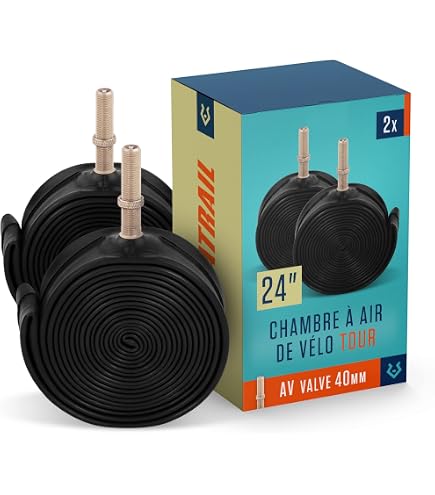 Lot De 2 Chambres à Air Vélo 24x2.50/3.0 – Renforcées, Valve AV32mm, Caoutchouc Butyle, Pour VTT/électrique !