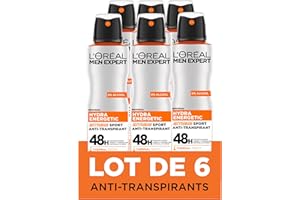 L'Oréal Men Expert Hydra Energetic Déodorant Spray Anti-Transpirant Extreme Sport - Lot de 6 x 150ml