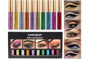 BEAUTY GLAZED 10 pièces Set Shimmer Eyeliner Smoky Long Lasting Paillette Eyeliner liquid Glitter Waterproof Liquid Eye liner