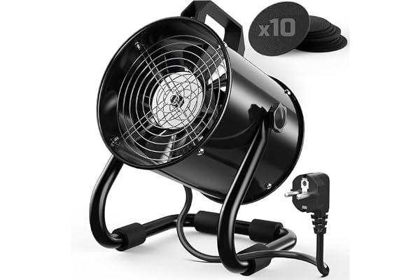 Mtutu Hotte Aspirante Portable 40W 600m³/h Ventilateur d'Extraction -avec 10 Filtre Charbon Actif/ 120°Réglable/Silencieux/en Alliage Aluminium - pour Ventilation et Évacuation Air dans Cuisine/VR