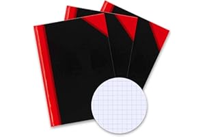 Bantex Notizbuch A4 kariert, 192 Seiten, 70 g/m², Hardcover, schwarz, 3 Stück