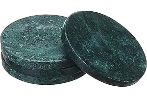 EHC Marble Coaster Set of 4, Coasters for Mugs Drink Coasters for Coffee Table, Solid Marble Green