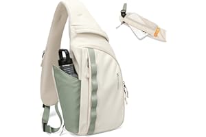 GOLF SUPAGS Zaino Monospalla Tattico Uomo Donna, Multifimzioni Zaini Petto, Leggero Borsa a Tracolla per Sport Viaggio Ciclismo Campeggio Escursionismo (Beige & Verde)