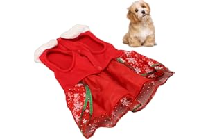 Natudeco Christmas Dog Dresses Pet Harness Dress with Elk Bowknot Sequins Winter Warm Pet Clothes Christmas Skirt for Small Dogs Cats Chihuahua Yorkie(X-Large)